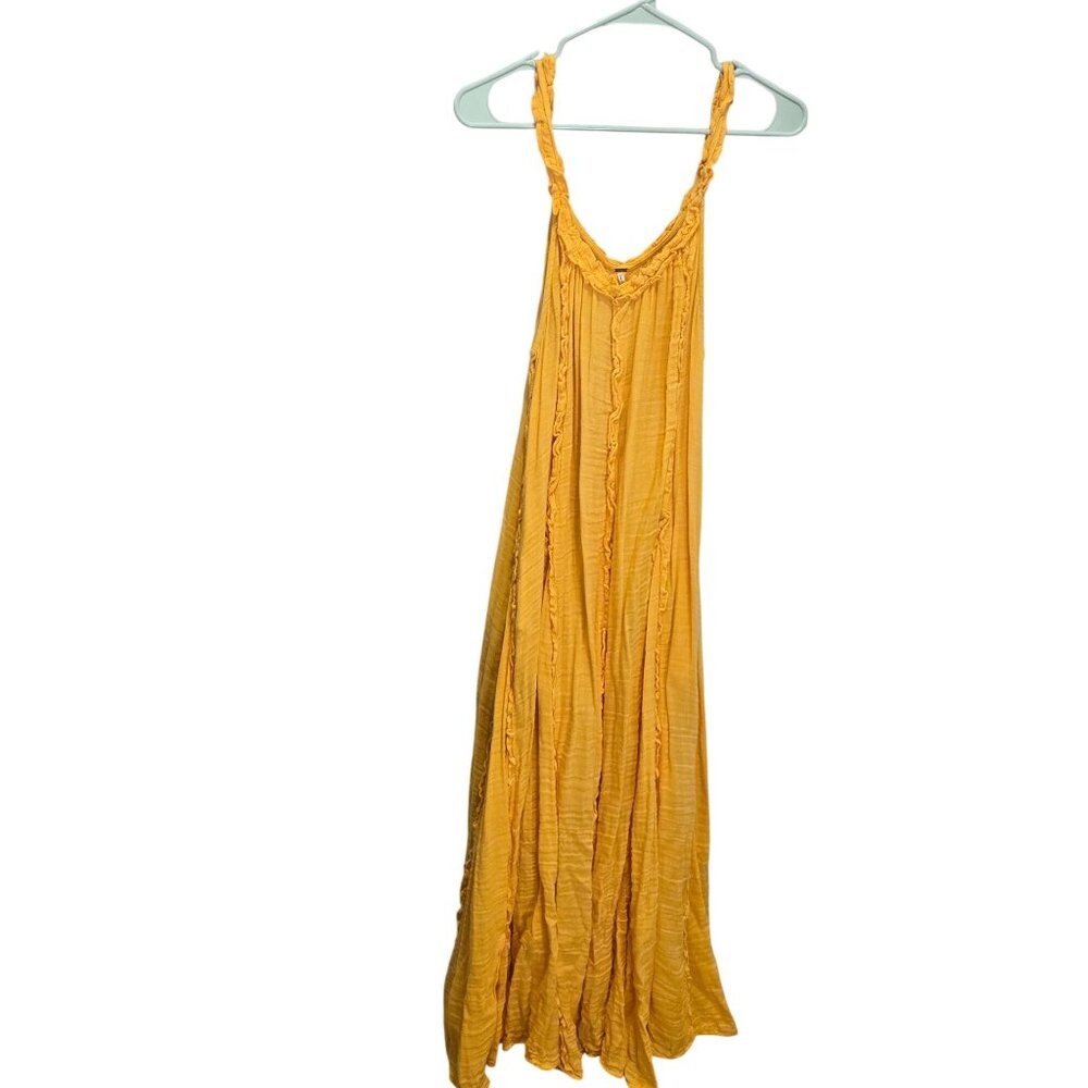 Free People Mckinley Ruffle Maxi Dress, Boho Chic Summer Staple, Banana Yellow S - Picture 7 of 10